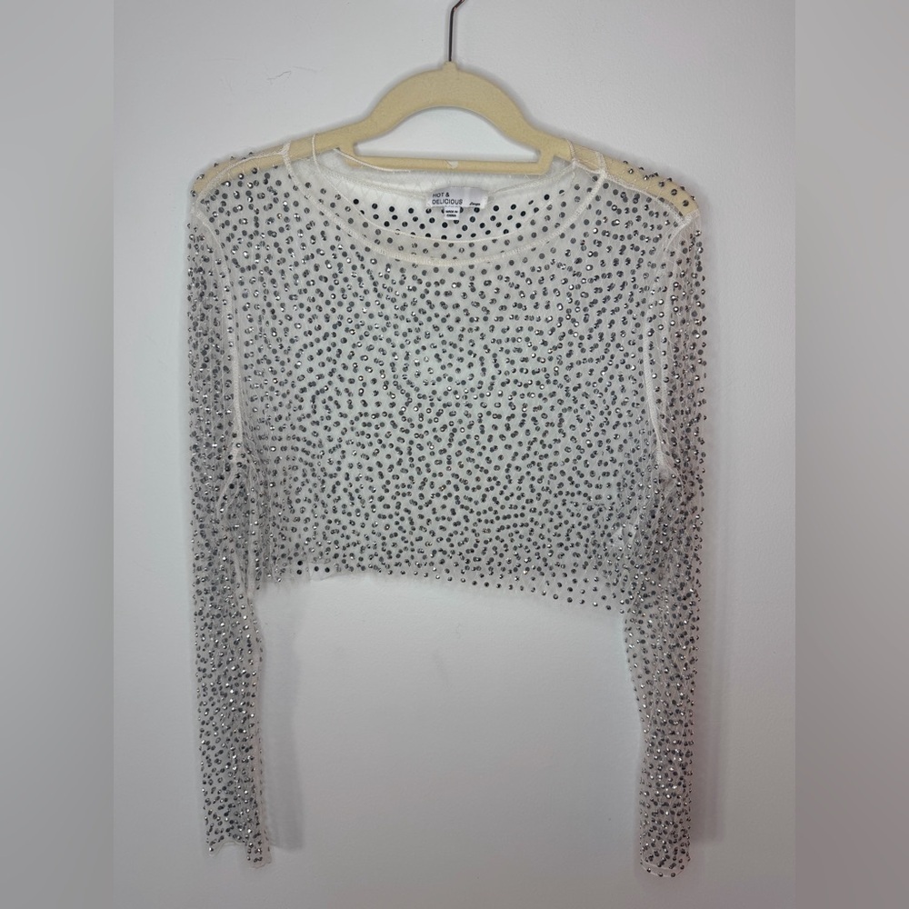Hot Delicious Embellished Rhinestone Crop Top – Excellent Condition - Size Large
